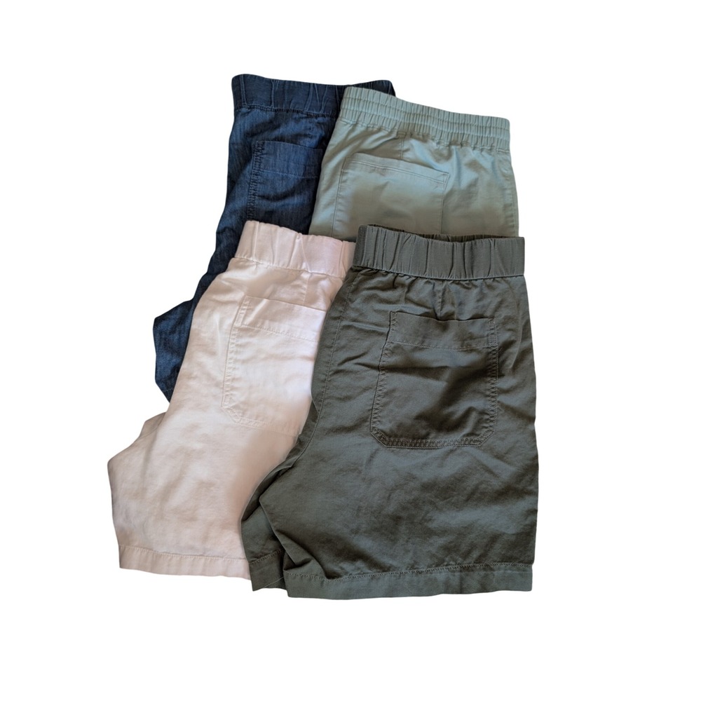 Talbots Pull On Shorts Bundle Womens Large Chambray Green White 4 Pairs Set